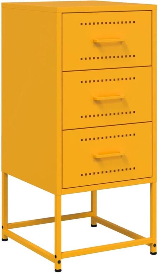 VidaXL Nachtkastje Staal Mosterdgeel 36x39x78 cm Nachtkastje Nachtkastjes Bijzettafel Wandkastje