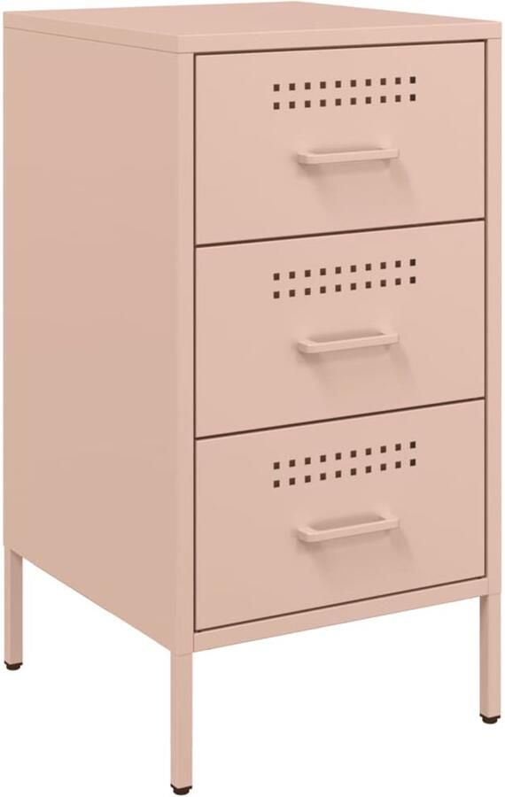 The Living Store Nachtkastje 36x39x68 cm staal roze Nachtkastje Industrieel Design Roestvrijstalen Kast Vintage Decoratie Slaapkamermeubilair - Foto 2