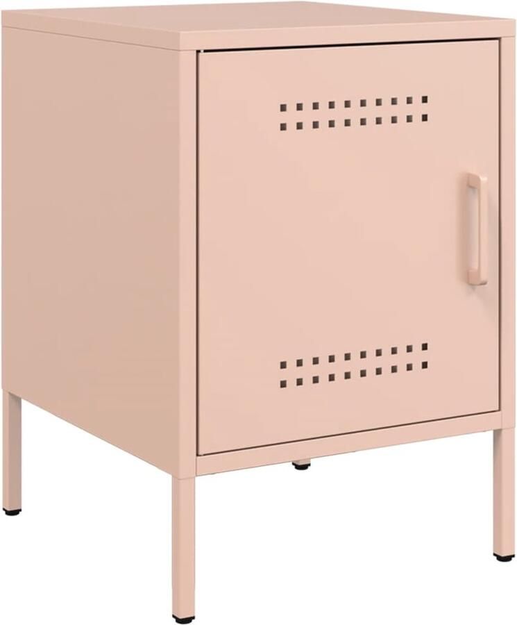 VidaXL Nachtkastje Staal Roze 36x39x50 5 cm Nachtkastje Nachtkastjes Bijzettafel Wandkastje - Foto 2