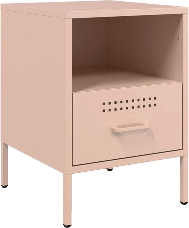 VidaXL Nachtkastje Staal Roze 36x39x50 5 cm Nachtkastje Nachtkastjes Bijzettafel Wandkastje