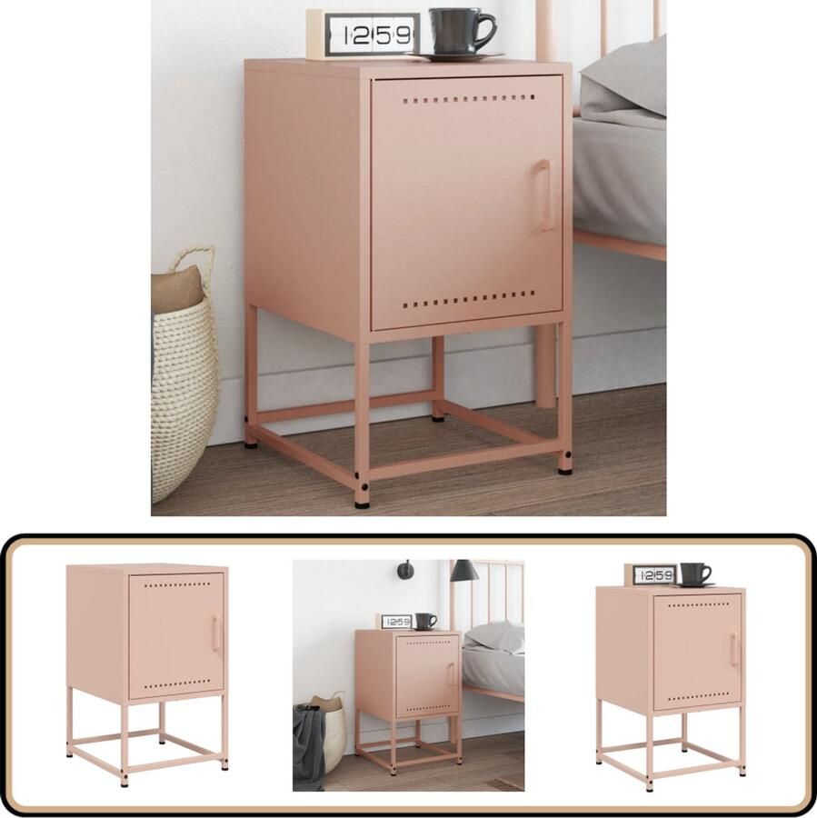 VidaXL Nachtkastje Staal Roze 36x39x60 5 cm Nachtkastje Nachtkastjes Houten Nachtkastje Slaapkamerkast