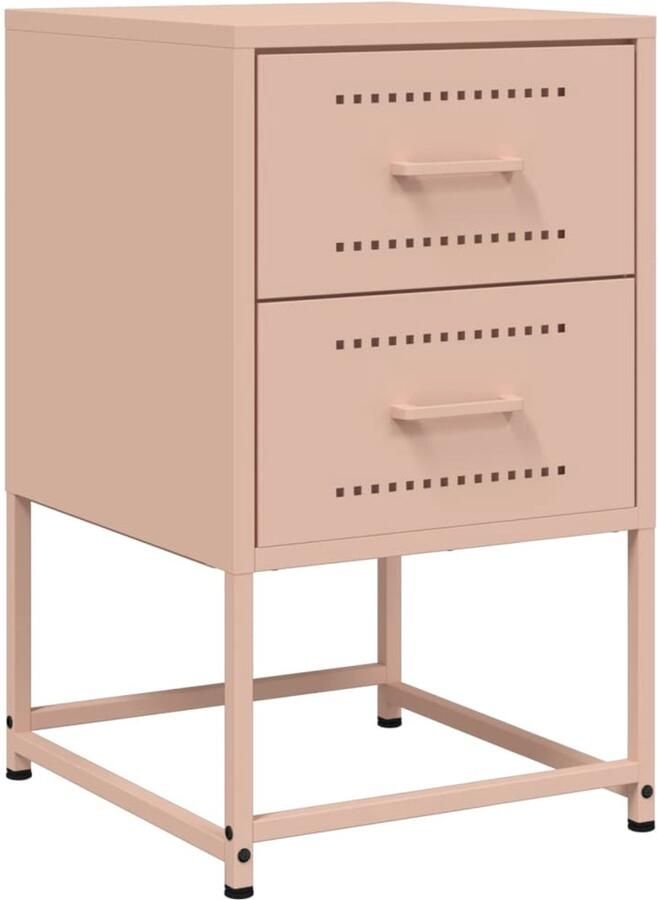 The Living Store Nachtkastje 36x39x60 5 cm staal roze Nachtkastje Industrieel Roestvrijstaal Metalen Nachtkastje Roze Nachtkastje - Foto 2