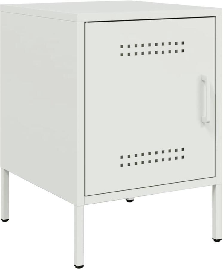 The Living Store Nachtkastje 36x39x50 5 cm staal wit Nachtkastje Nachtkastjes Bijzettafel Wandkastje - Foto 2