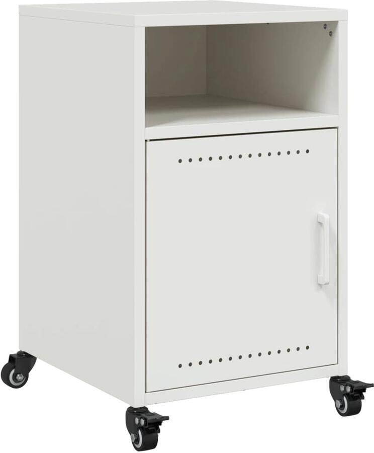 VidaXL Nachtkastje Staal Wit 36x39x59 cm Nachtkastje Nachtkastjes Bijzettafel Wandkastje - Foto 2