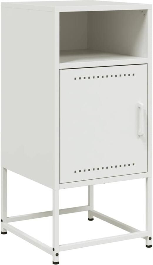 VidaXL Nachtkastje Staal Wit 36x39x78 cm Nachtkastje Nachtkastjes Bijzettafel Wandkastje