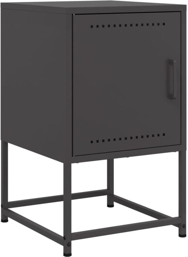 The Living Store Nachtkastje 36x39x60 5 cm staal zwart Nachtkastje Industrieel Nachtkastje Staal Zwarte Nachtkastjes Industriele Meubels Woonaccessoires - Foto 3
