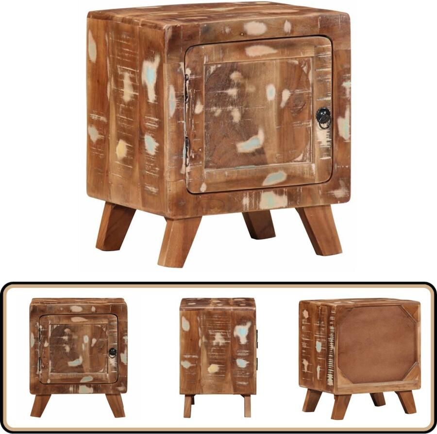 VidaXL Nachtkastje van gerecycled hout 40x32x46 cm Nachtkastje Houten Kast Vintage Meubilair Ecologisch Design Compact Nachtmeubel