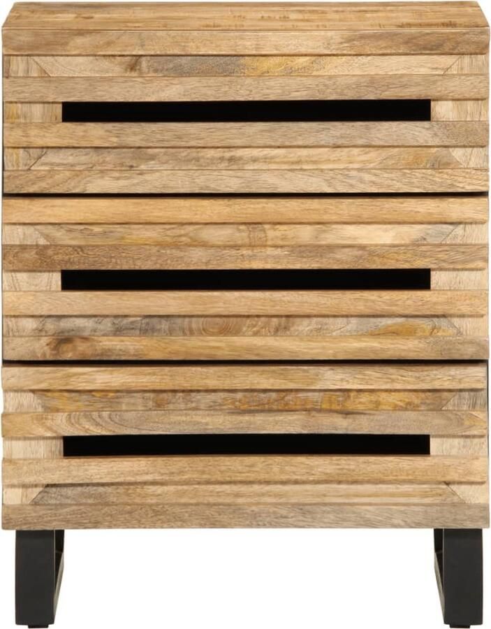 VidaXL Nachtkastje van massief mangohout 50x34x62 cm Nachtaandkast Industrieel Meubel Houten Kast Mango Wood Furniture Slaapkamersfeer