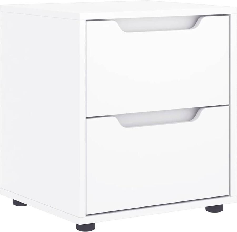 The Living Store Nachtkastje VISNES 45x40x50 cm spaanplaat wit Nachtkastje Slaapkamer Bijzettafel Opbergruimte Houten Kast - Foto 2