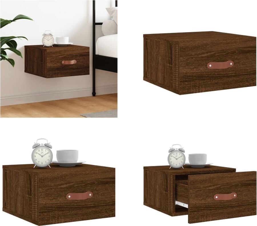 VidaXL -Nachtkastje-wandgemonteerd-35x35x20-cm-bruineikenkleurig - Foto 3