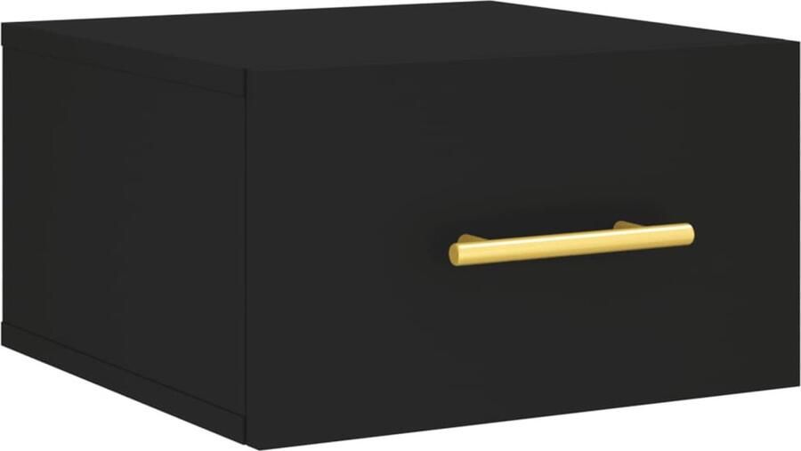 VidaXL Nachtkastje Wandgemonteerd Zwart 35x35x20 cm Wandlamp Nachtlamp Bijzettafels Badkamermeubel Nachtkasten Zwarte Meubels Houten Meubels Kleine Tafels