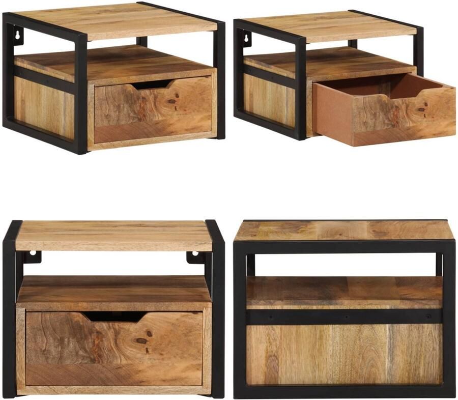 VidaXL Nachtkastje wandgemonteerd 35x35x25 cm massief acaciahout Wandnachtkastje Wandnachtkastjes Nachtkastje Wandkastje