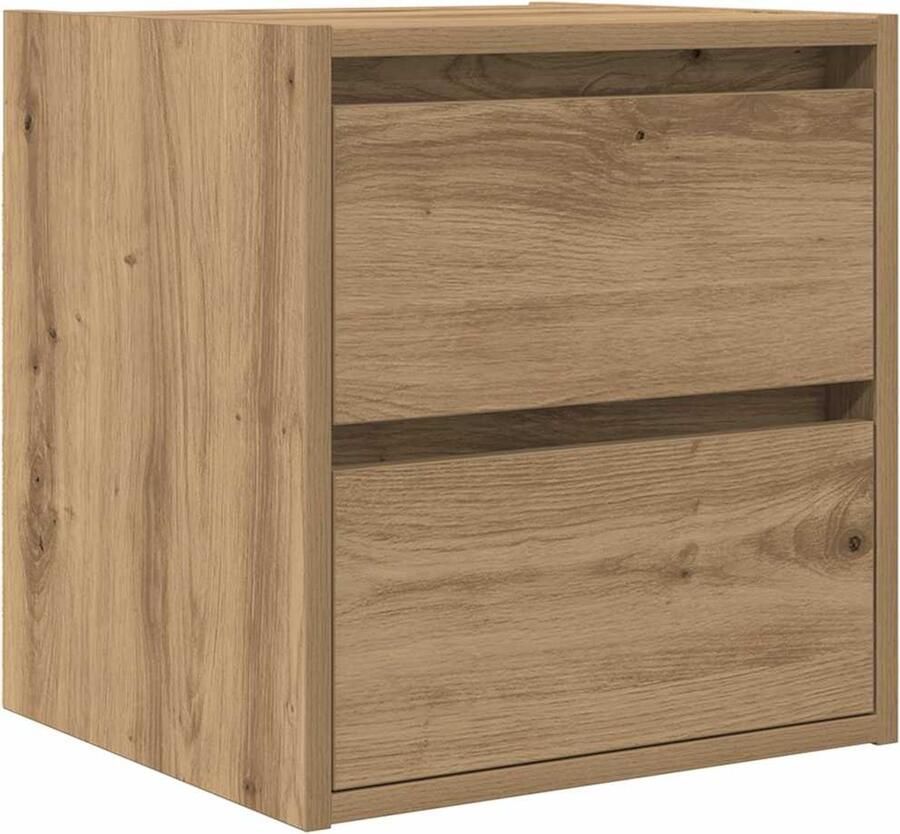 VidaXL Nachtkastje wandgemonteerd 38x34x40 cm artisanaal eikenkleur