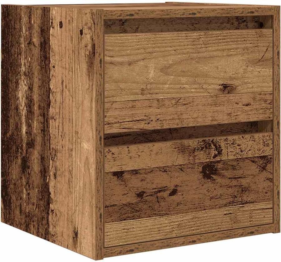 VidaXL Nachtkastje wandgemonteerd 38x34x40 cm oud houtkleurig