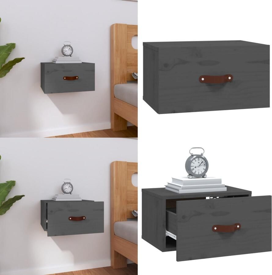 VidaXL Nachtkastje wandgemonteerd 40x29 5x22 cm grijs Wandnachtkastje Wandnachtkastjes Wandgemonteerd Nachtkastje Wandgemonteerd Bedkastje