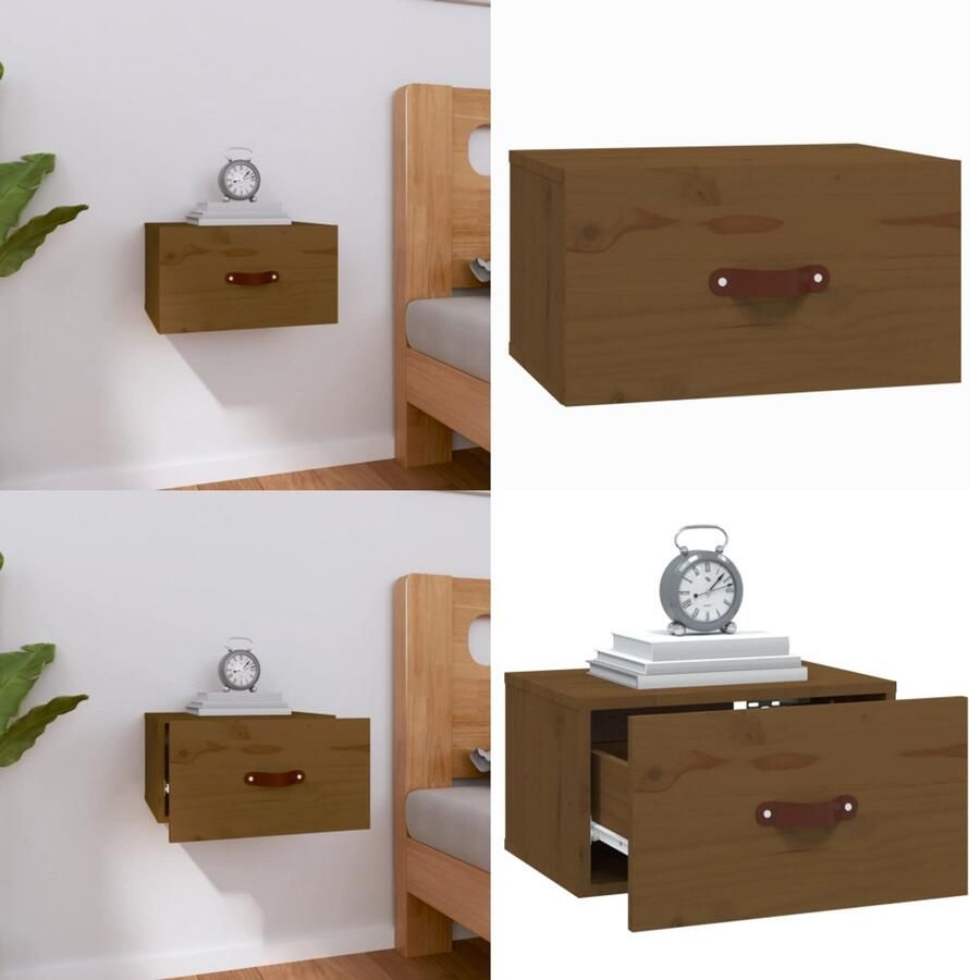 VidaXL Nachtkastje wandgemonteerd 40x29-5x22 cm honingbruin Wandnachtkastje Wandnachtkastjes Wandgemonteerd Nachtkastje Wandgemonteerd Bedkastje