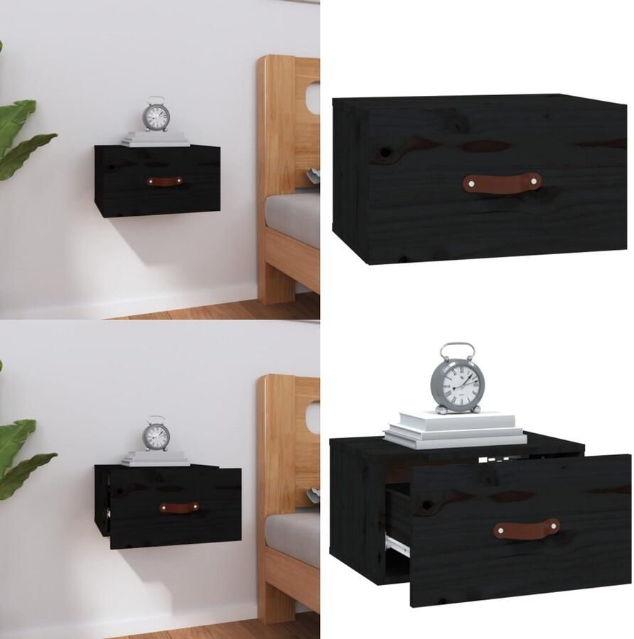 VidaXL Nachtkastje wandgemonteerd 40x29 5x22 cm zwart Wandnachtkastje Wandnachtkastjes Wandgemonteerd Nachtkastje Wandgemonteerd Bedkastje