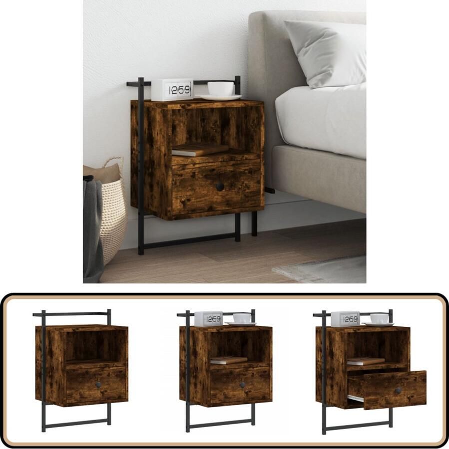VidaXL -Nachtkastje-wandgemonteerd-40x30x61-cm-hout-grijs-sonoma-eiken - Foto 2