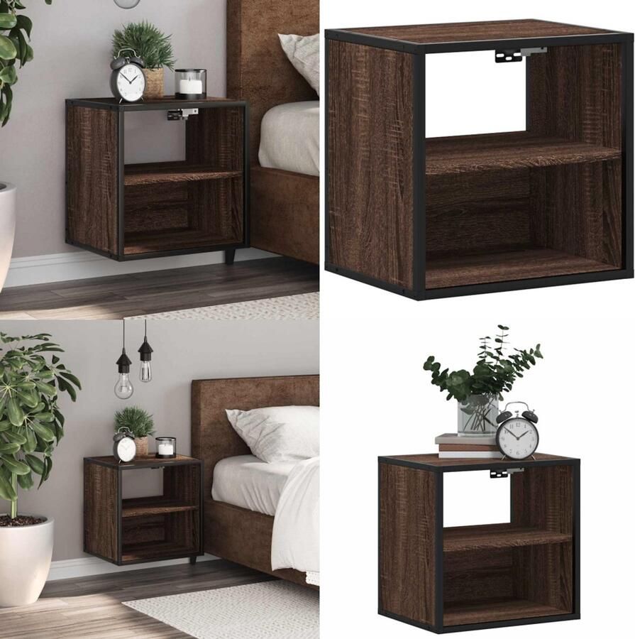 VidaXL Nachtkastje wandgemonteerd 40x31x39 5 cm bruin eikenkleurig Wandgemonteerde Nachtkastje Wandgemonteerde Nachtkastjes Nachtkastje Nachtkastjes - Foto 2