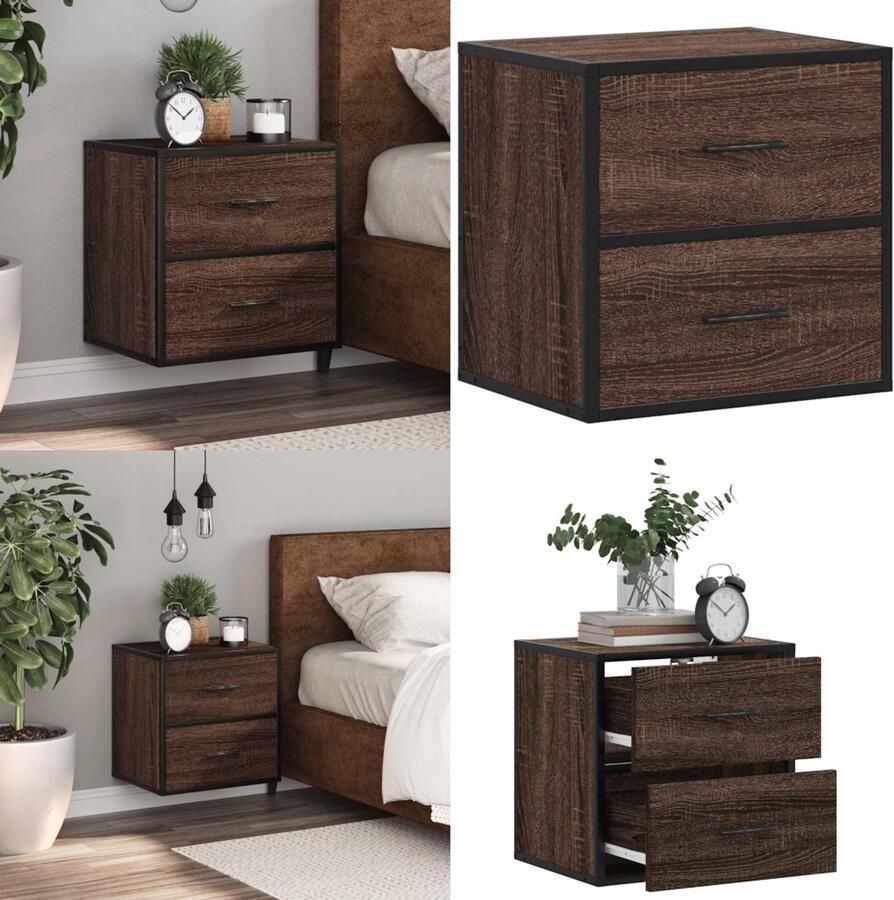 VidaXL Nachtkastje wandgemonteerd 40x31x39 5 cm bruin eikenkleurig Wandgemonteerde Nachtkastje Wandgemonteerde Nachtkastjes Nachtkastje Nachtkastjes