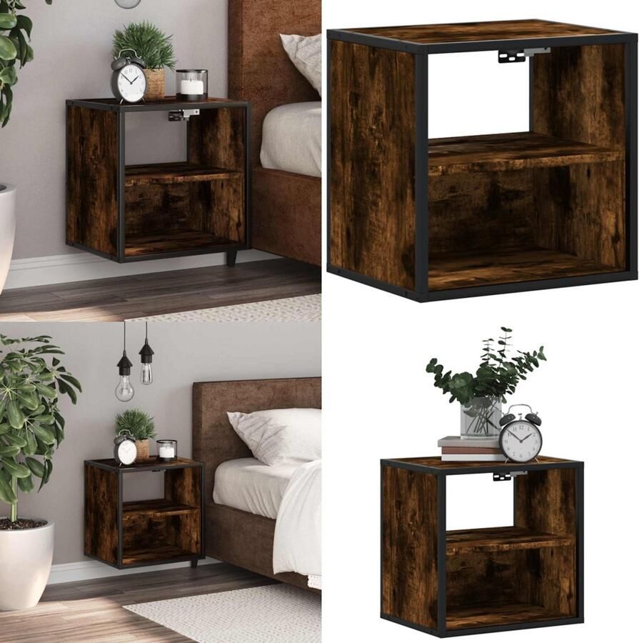 VidaXL Nachtkastje wandgemonteerd 40x31x39 5 cm gerookt eikenkleurig Wandgemonteerde Nachtkastje Wandgemonteerde Nachtkastjes Nachtkastje Nachtkastjes