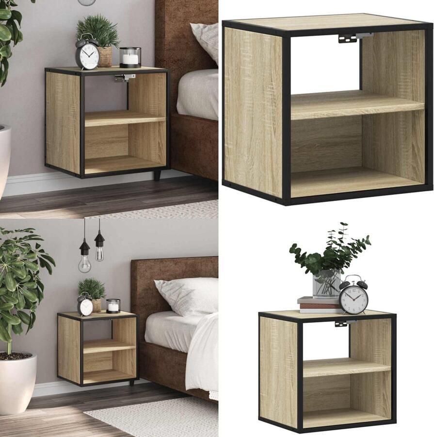 VidaXL Nachtkastje wandgemonteerd 40x31x39 5 cm sonoma eikenkleurig Wandgemonteerde Nachtkastje Wandgemonteerde Nachtkastjes Nachtkastje Nachtkastjes