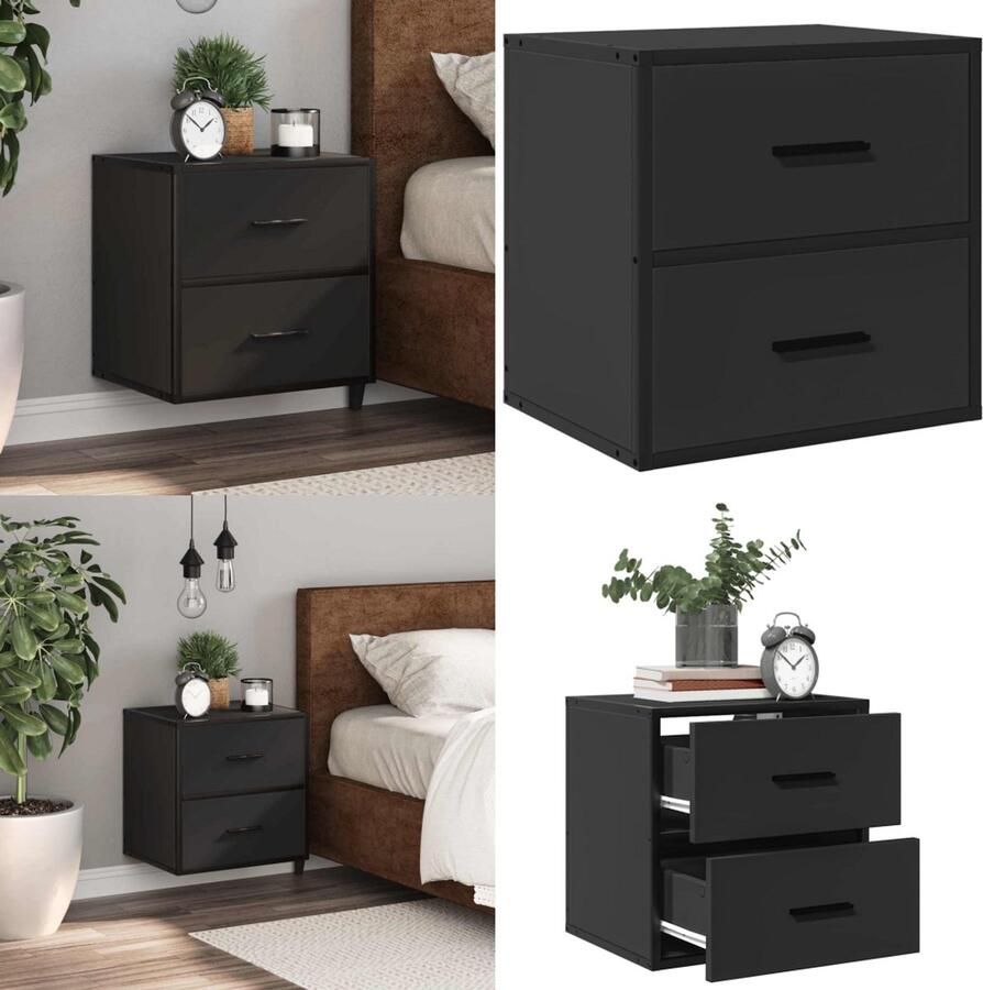 VidaXL Nachtkastje wandgemonteerd 40x31x39 5 cm zwart Wandgemonteerde Nachtkastje Wandgemonteerde Nachtkastjes Nachtkastje Nachtkastjes