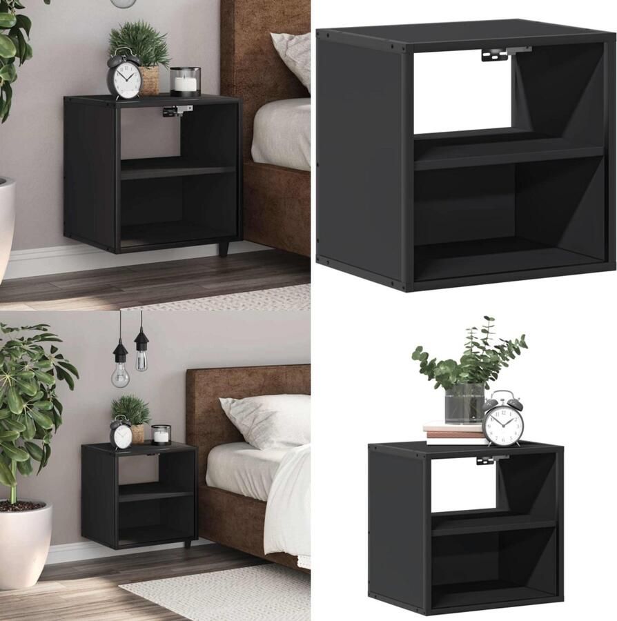 VidaXL Nachtkastje wandgemonteerd 40x31x39 5 cm zwart Wandgemonteerde Nachtkastje Wandgemonteerde Nachtkastjes Nachtkastje Nachtkastjes