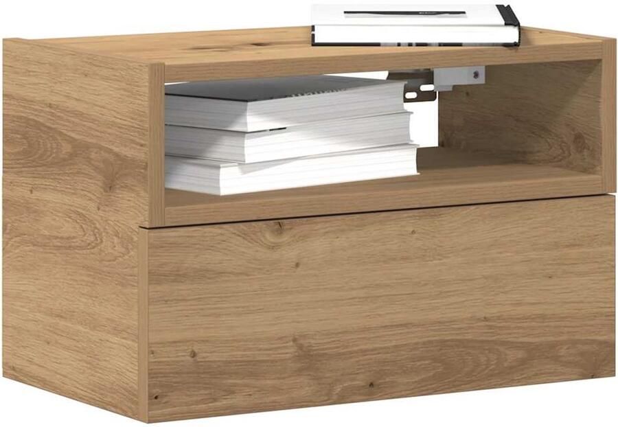 VidaXL Nachtkastje wandgemonteerd 45x26x28 5 cm artisanaal eikenkleur