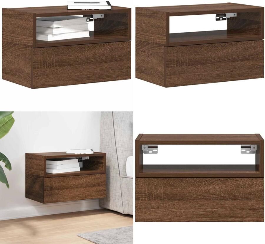 VidaXL Nachtkastje wandgemonteerd 45x26x28 5 cm bruin eikenkleur Wandnachtkastje Wandnachtkastjes Wandgemonteerd Nachtkastje Wandgemonteerd Bedkastje