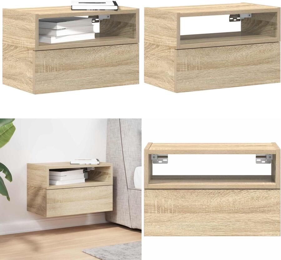 VidaXL Nachtkastje wandgemonteerd 45x26x28 5 cm sonoma eikenkleurig Wandnachtkastje Wandnachtkastjes Wandgemonteerd Nachtkastje Wandgemonteerd Bedkastje