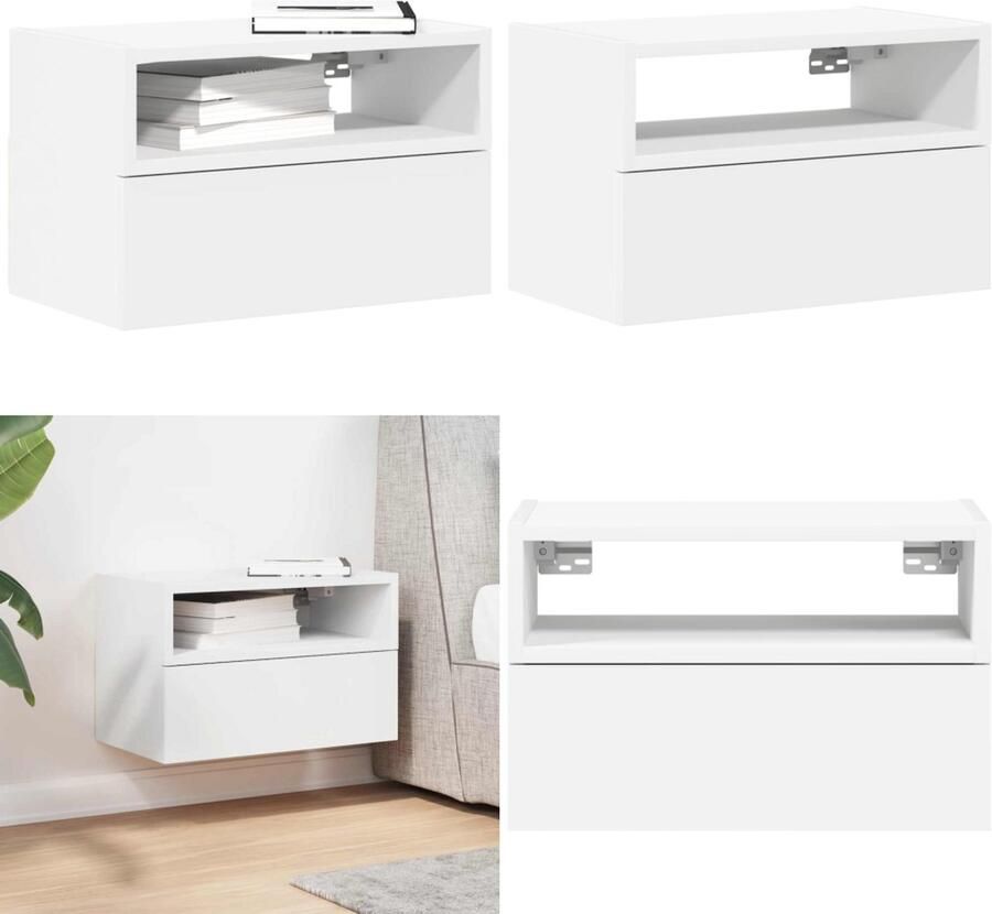 VidaXL Nachtkastje wandgemonteerd 45x26x28 5 cm wit Wandnachtkastje Wandnachtkastjes Wandgemonteerd Nachtkastje Wandgemonteerd Bedkastje