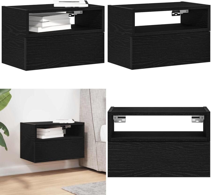 VidaXL Nachtkastje wandgemonteerd 45x26x28 5 cm zwart Wandnachtkastje Wandnachtkastjes Wandgemonteerd Nachtkastje Wandgemonteerd Bedkastje