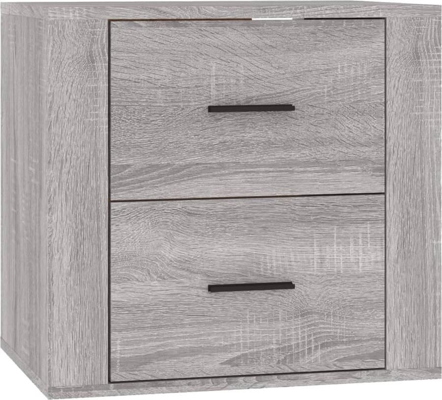 VidaXL Nachtkastje Wandgemonteerd 50x36x47 cm Grijs Wandlamp Nachtlamp Kastje Bergruimte Slaapkamer Decoratie Badkamer Accessoires Minimalistische Meubels Modern Wonen Grijze Meubelen