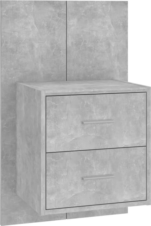 VidaXL Nachtkastje Wandgemonteerd Betongrijs Wandlamp Nachtlamp Bergruimte Tv Tafel Salontafel Sidetable Beton Grijs Houten Meubels Badkamermeubilair