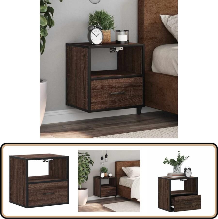 VidaXL Nachtkastje Wandgemonteerd Bruin Eiken Wandgemonteerde Nachtkastje Wandgemonteerde Nachtkastjes Nachtkastje Nachtkastjes