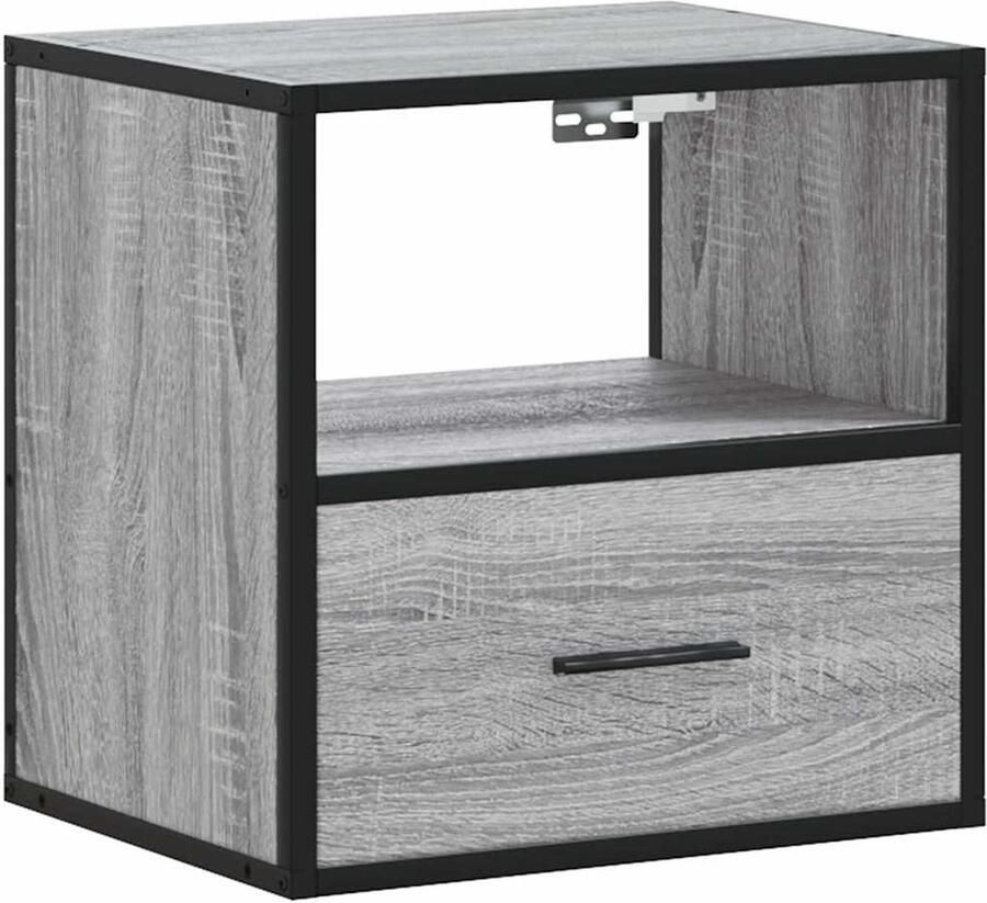VidaXL Wandgemonteerde Nachtkastje Wandgemonteerde Nachtkastjes Nachtkastje Nachtkastjes Nachtkastje wandgemonteerd 40x31x39 5cm grijs sonoma eikenkleur - Foto 3