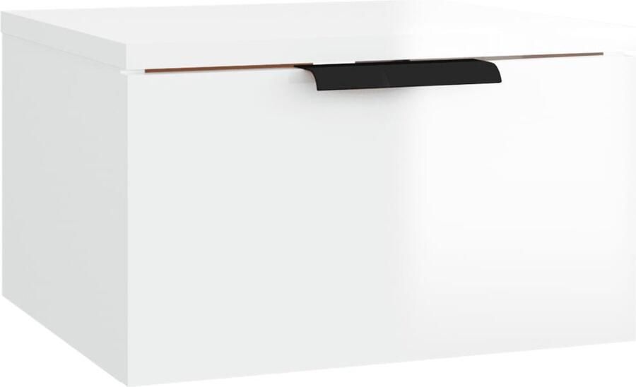 VidaXL Nachtkastje Wandgemonteerd Hoogglans Wit Wandlamp Nachtlamp Decoratief Kastje Badkamermeubel Slaapkamerinrichting Minimalistische Meubelen Modern Meubel Witte Meubels Houten Meubels