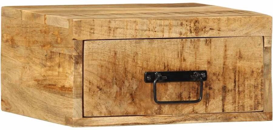 VidaXL Nachtkastje wandgemonteerd massief ruw mangohout