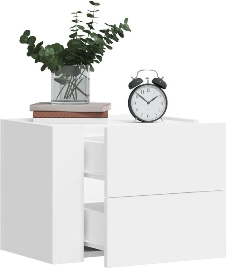 VidaXL Nachtkastje Wandgemonteerd Wit 45x30x35 cm Wandlamp Nachtlamp Bijzettafel Kastje Slaapkamer Meubilair