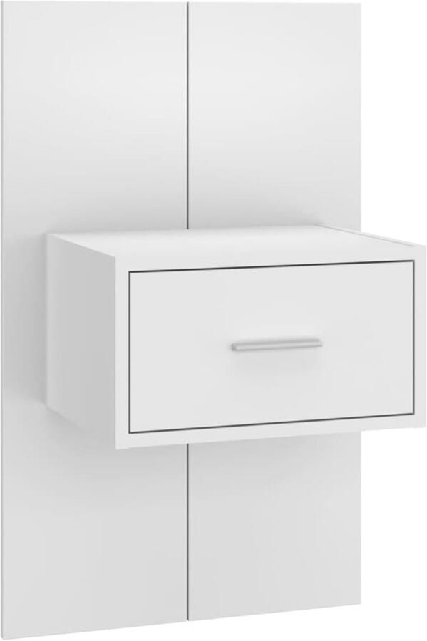 VidaXL Nachtkastje Wandgemonteerd Wit Hout Wandlamp Nachtlamp Bergruimte Slaapkamersdecoratie Houten Meubels Minimalistische Decoratie Compact Meubel Witte Meubelen - Foto 2
