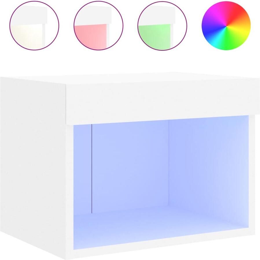 The Living Store Nachtkastje met LED's wandgemonteerd wit Nachtlamp Led Lamp Wandlamp Nachtkastje Slaapkamersdecoratie - Foto 2