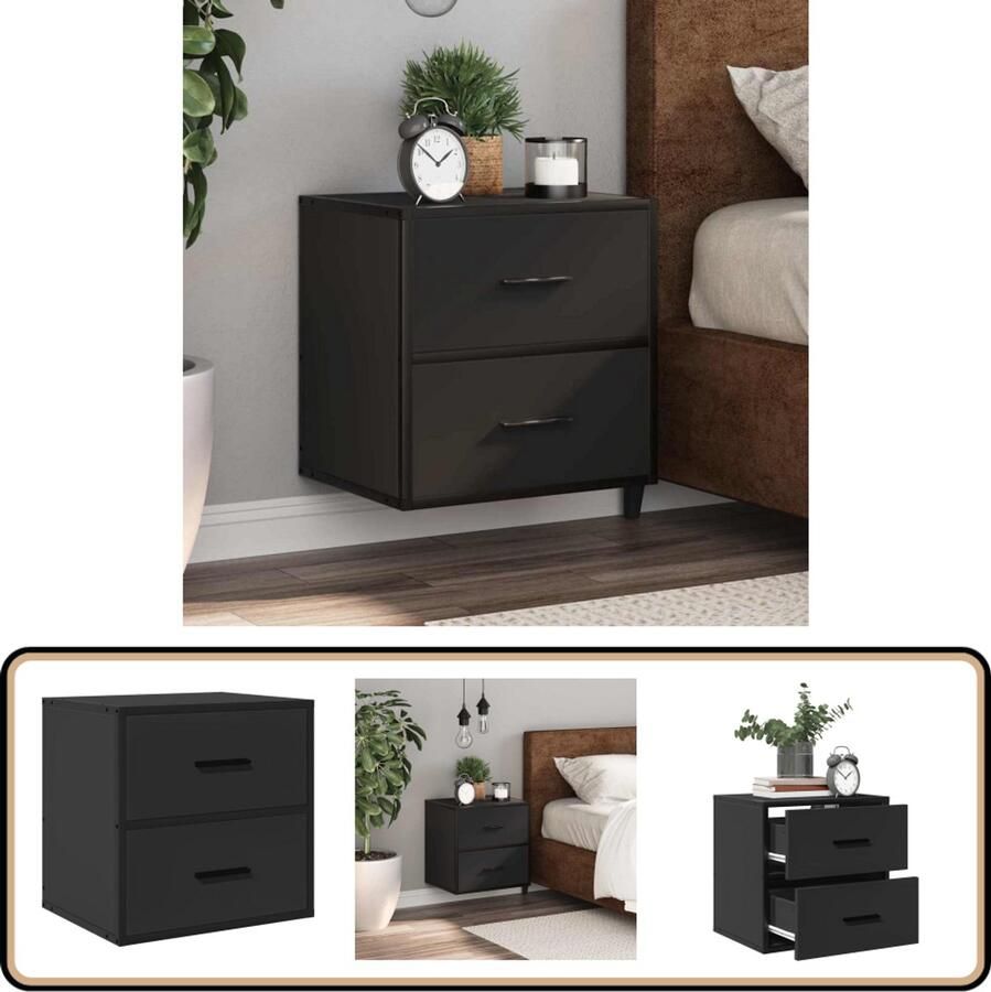 VidaXL Nachtkastje Wandgemonteerd Zwart 40x31x39 5 cm Wandgemonteerde Nachtkastje Wandgemonteerde Nachtkastjes Nachtkastje Nachtkastjes