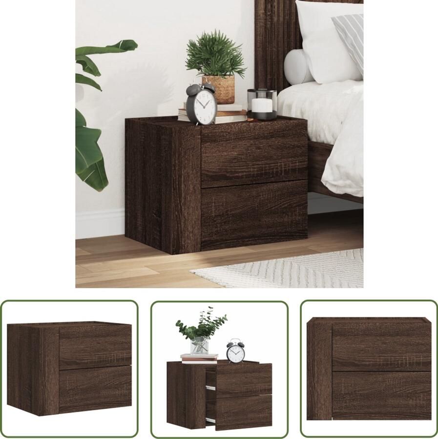 VidaXL Nachtkastje Wandkast Nachtkastje wandgemonteerd 45x30x35 cm bruin eikenkleurig Houten Kast Bruin Eiken Badkamer Meubel