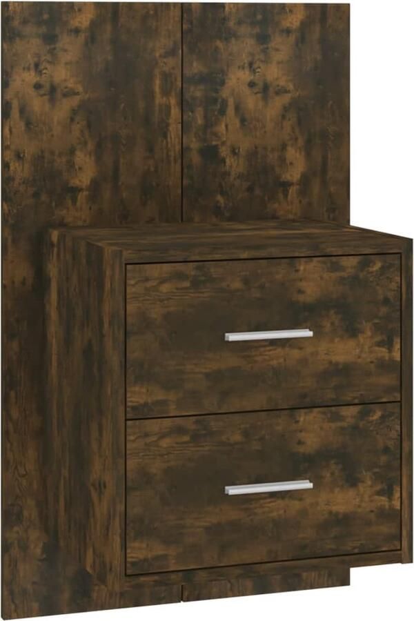 VidaXL Nachtkastje wandmontage gerookt eiken Wandkasten Nachtkastje Houten Kasten Bergruimte Wandmontage Modern Minimalistisch Bruine Meubels