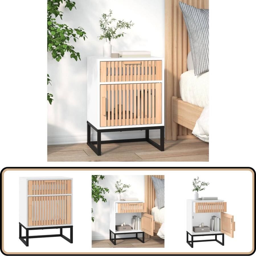 VidaXL Nachtkastje Wit 40x30x55 5 cm Nachtkastje Scandinavisch Design Houten Nachtkastje Slaapkamermeubel Bergruimte