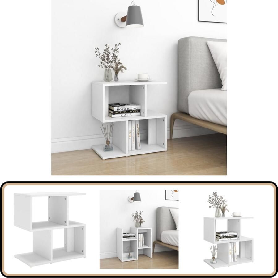 VidaXL Nachtkastje Wit 50x30x51 5 cm Bewerkt hout Nachtkastje Slaapkamermeubilair Spaanplaat Meubil Witte Meubelen Modern Design Bergruimte Tv Tafeltje Leeslamp Tafel