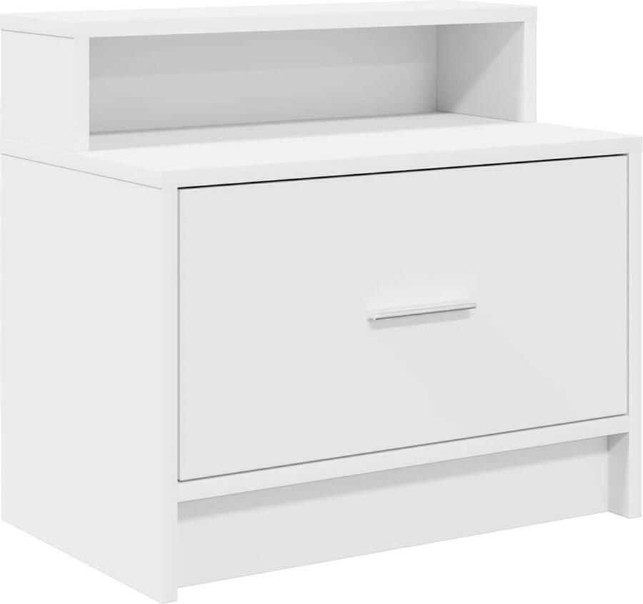 VidaXL Nachtkastje Wit 51x31x47 cm Lade Nachtkastje Nachtkastjes Bijzettafel Wandkastje