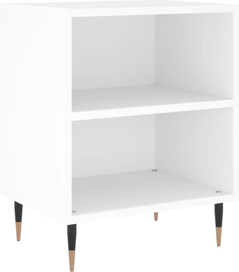 VidaXL Nachtkastje Wit Bewerkt hout 40x30x50 cm Nachtkastje Kastje Slaapkamermeubel Houten Meubel Witte Meubel Woonaccessoires Living Accessoires