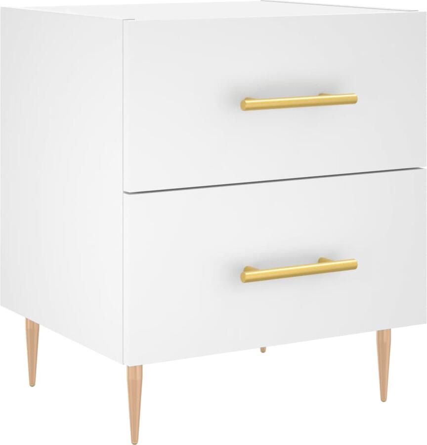 VidaXL Nachtkastje Wit Bewerkt hout 40x35x47 5 cm Nachtkastje Kastje Meubels Slaapkamers Modern - Foto 2